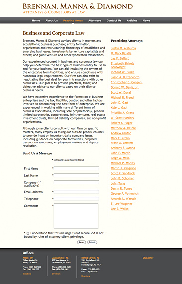 Sub-page for Brennan, Manna & Diamond