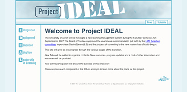 The homepage for Project IDEAL