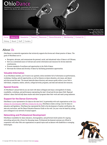 Sub-page for Ohio Dance