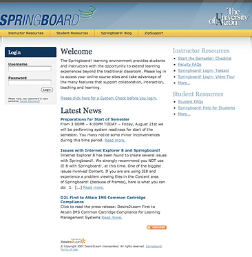Sprinboard Login Screen